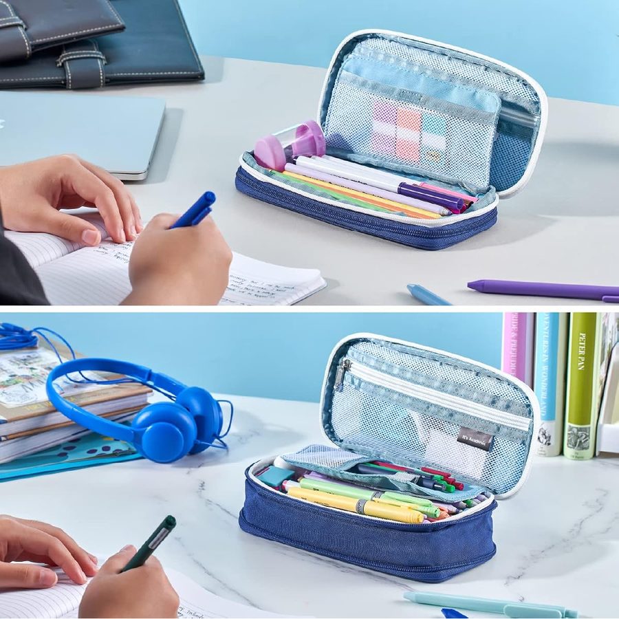 It's Academic Expanding Pencil Case, Blue, angle 5