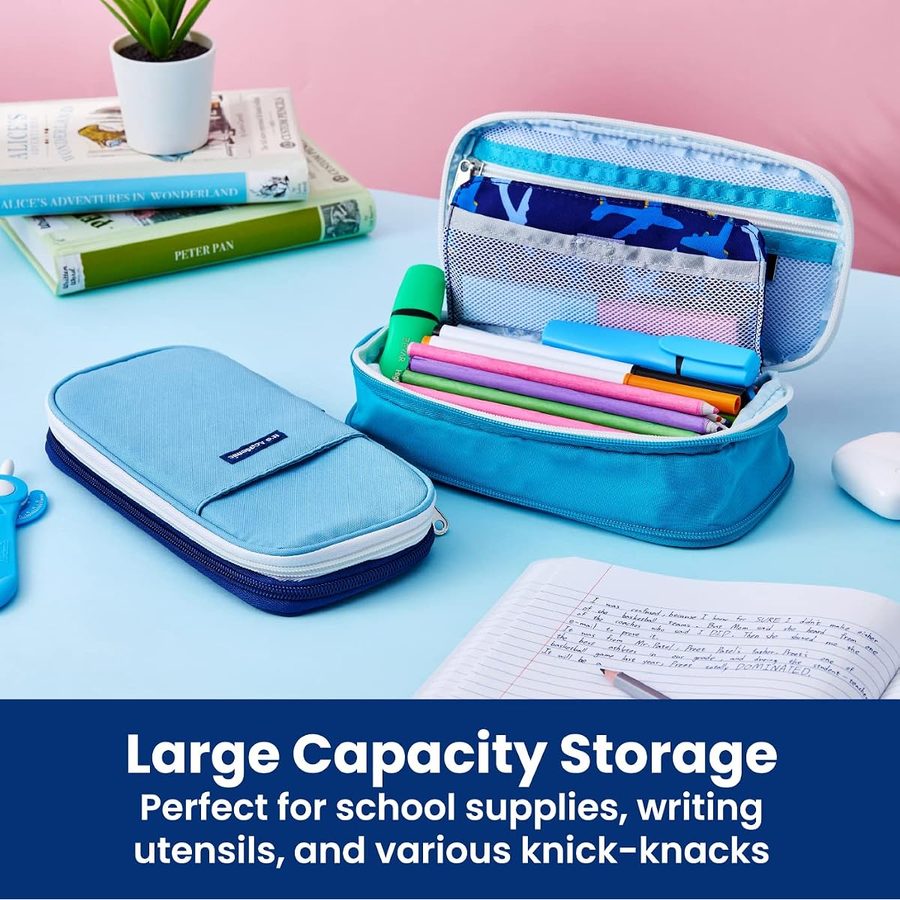 It's Academic Expanding Pencil Case, Jet Design, 2-Pack, angle 2