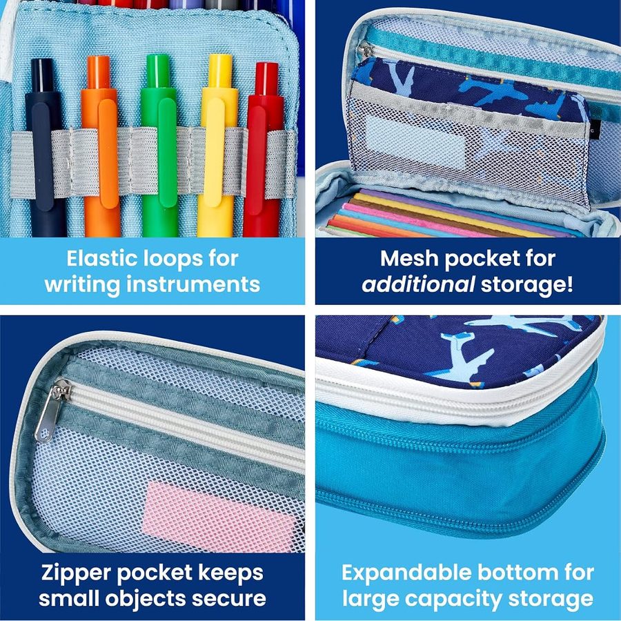 It's Academic Expanding Pencil Case, Jet Design, 2-Pack, angle 3