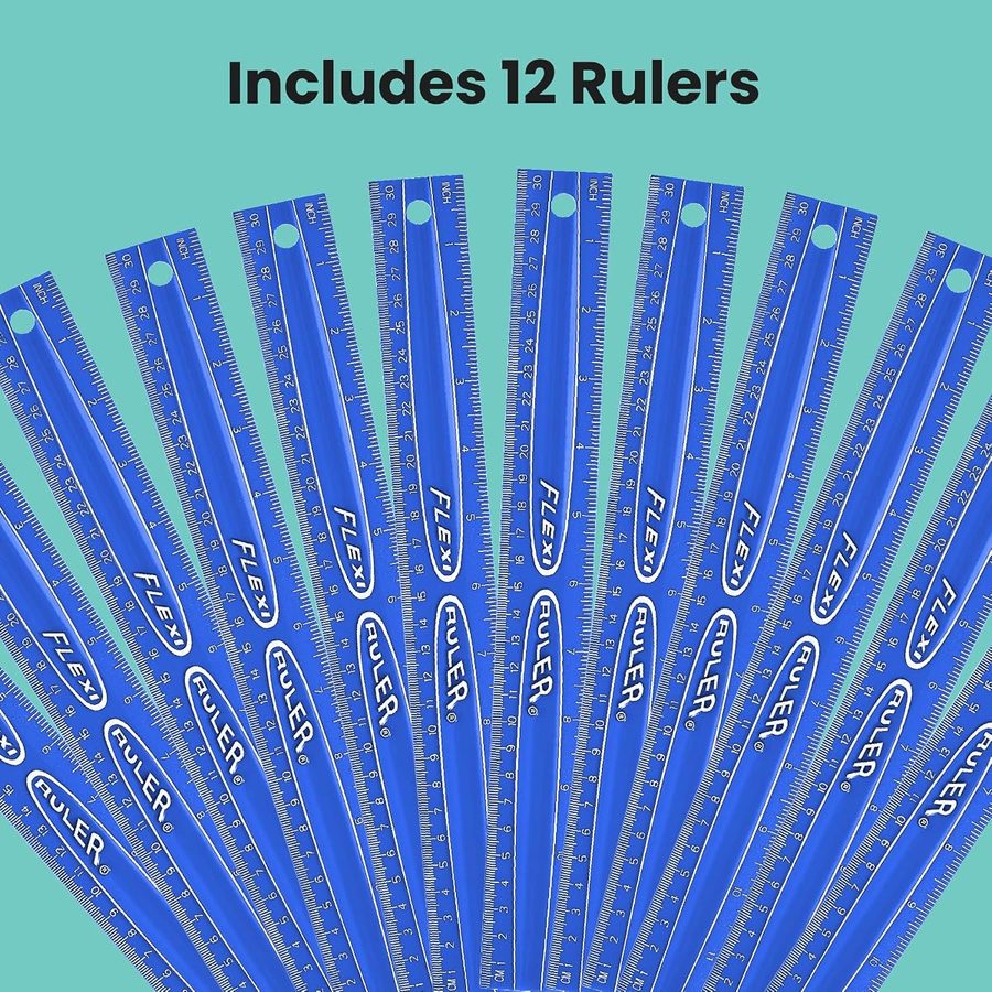 It's Academic Flexi Rulers, 12-Inch Flexible Ruler, Blue, 12-Pack, angle 2