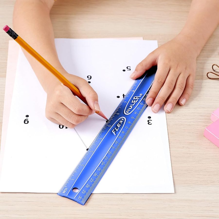 It's Academic Flexi Rulers, 12-Inch Flexible Ruler, Blue, 12-Pack, angle 5