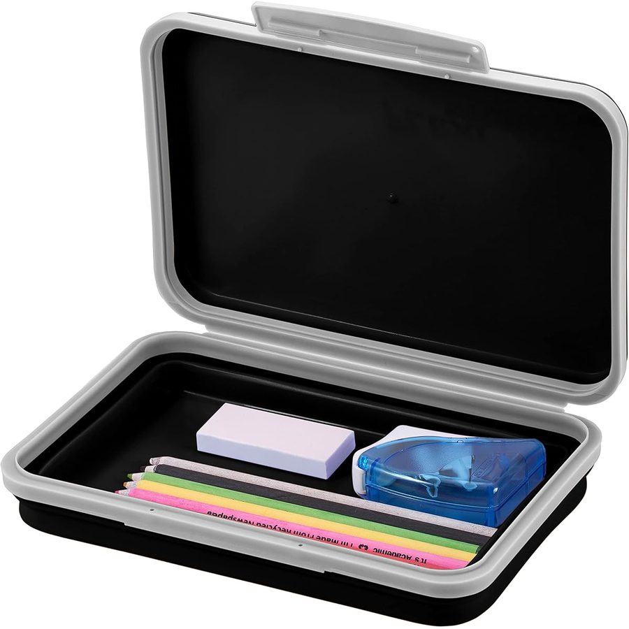 It's Academic Flexi Storage Box with Lid, Black, angle 4
