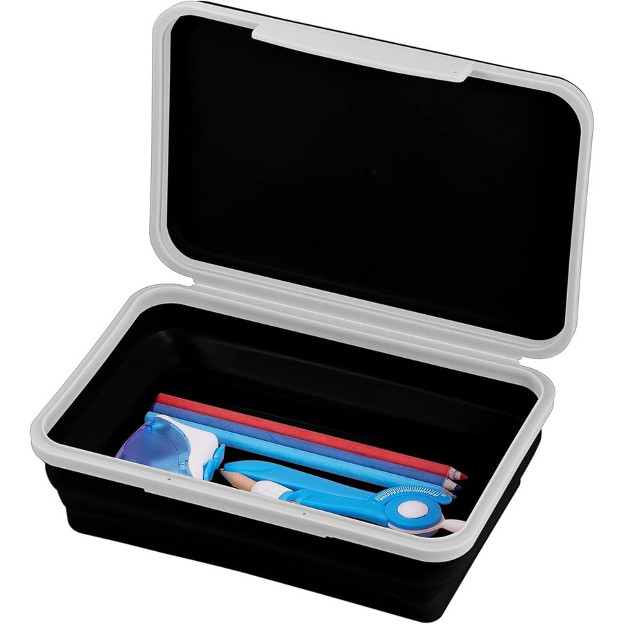 It's Academic Flexi Storage Box with Lid, Black, angle 5