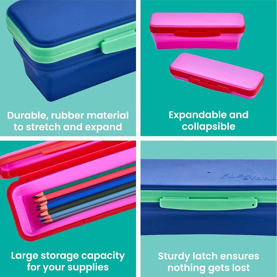 It's Academic Flexi Storage Box with Lid, Pink and Blue, 2-Pack, angle 4