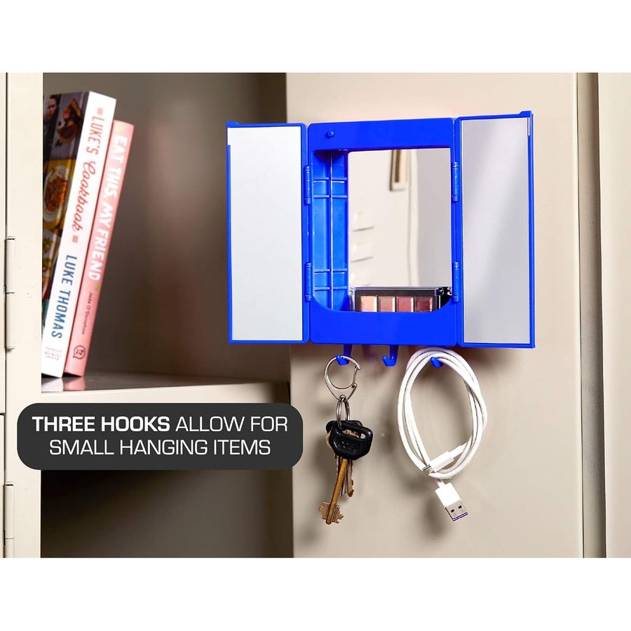 It's Academic LockerMate Magnetic Locker Vanity with Lighted Mirror, Blue, angle 3