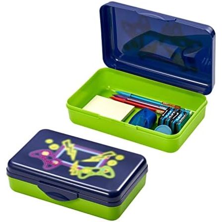 It's Academic Pencil Box Kit with Ruler and Sharpener, Blue Gaming Design