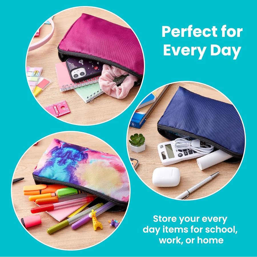 It's Academic Printed Fabric Pencil Pouch, 3-Pack, angle 2