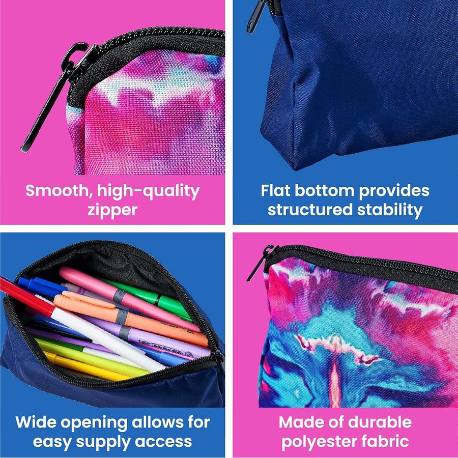 It's Academic Printed Fabric Pencil Pouch, 3-Pack, angle 4