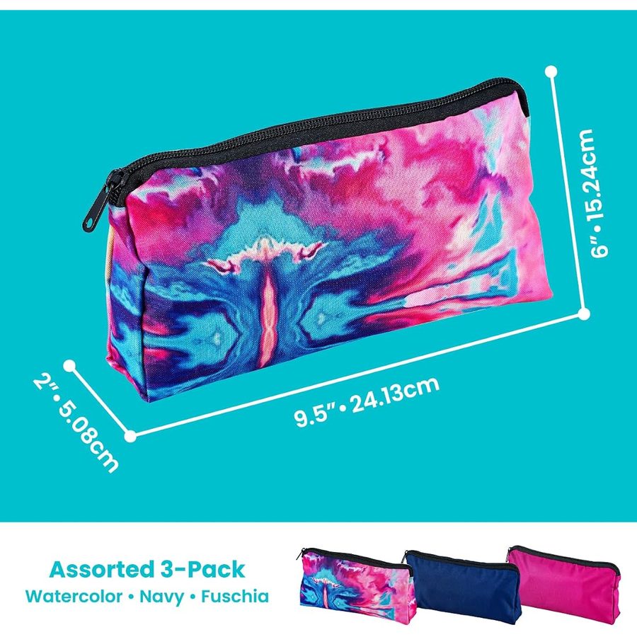 It's Academic Printed Fabric Pencil Pouch, 3-Pack, angle 5