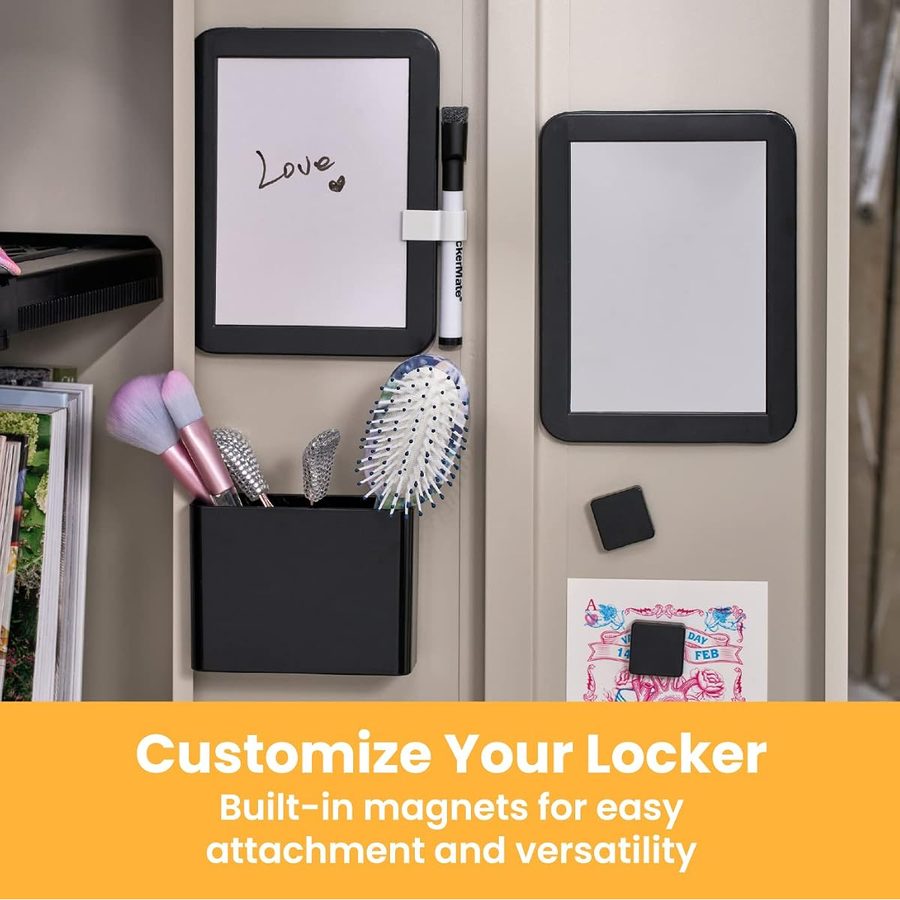LockerMate 6-Piece Magnetic Locker Organizer Kit, Black, angle 5