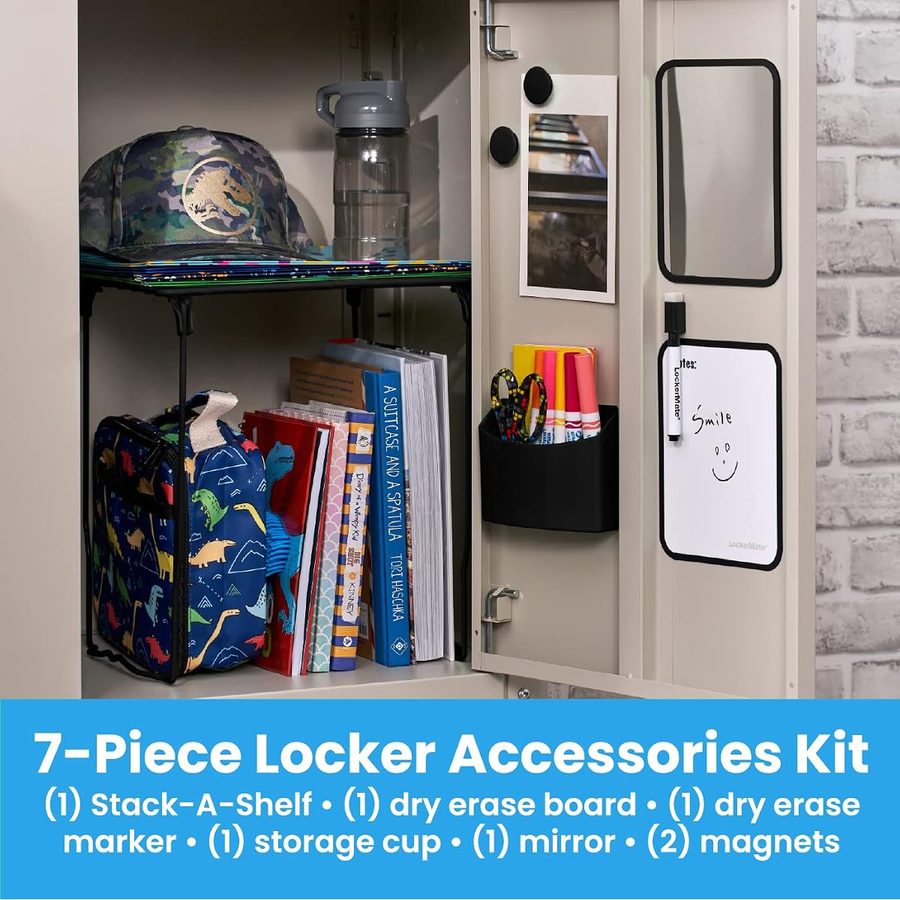 LockerMate by Bostitch 7-Piece Locker Kit with Wire Shelf, Black, angle 3
