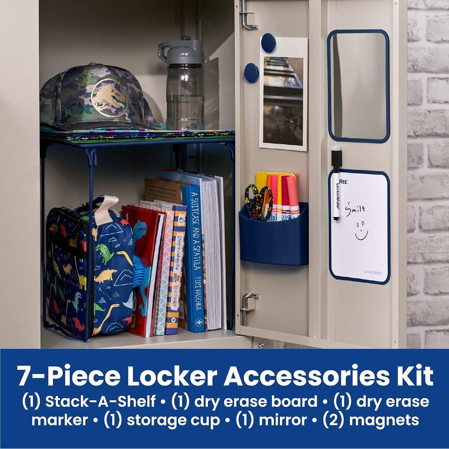LockerMate by Bostitch 7-Piece Locker Kit with Wire Shelf, Blue, angle 3