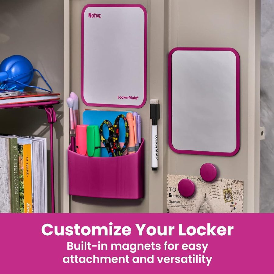 LockerMate by Bostitch 7-Piece Locker Kit with Wire Shelf, Pink, angle 5