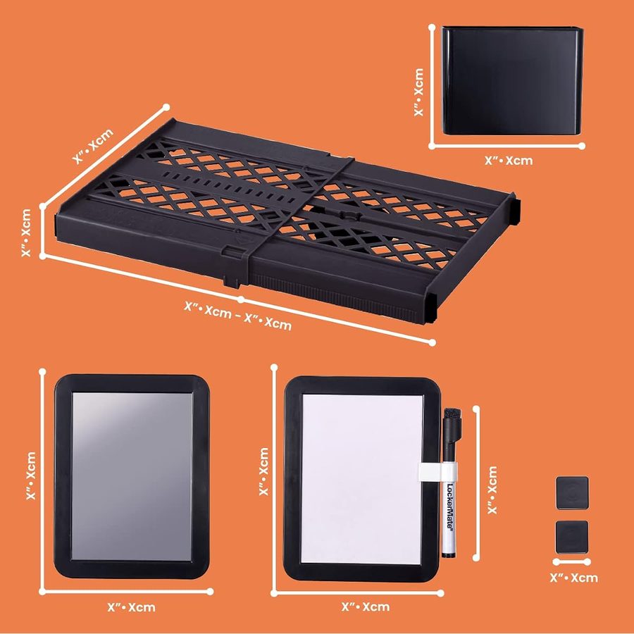 LockerMate Adjust-A-Shelf 6-Piece Locker Accessories Set, Black, angle 3