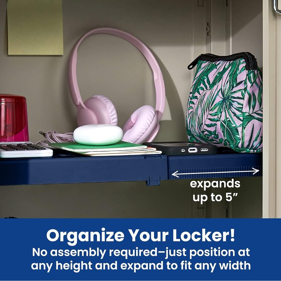 LockerMate Adjust-A-Shelf 6-Piece Locker Accessories Set, Navy, angle 4