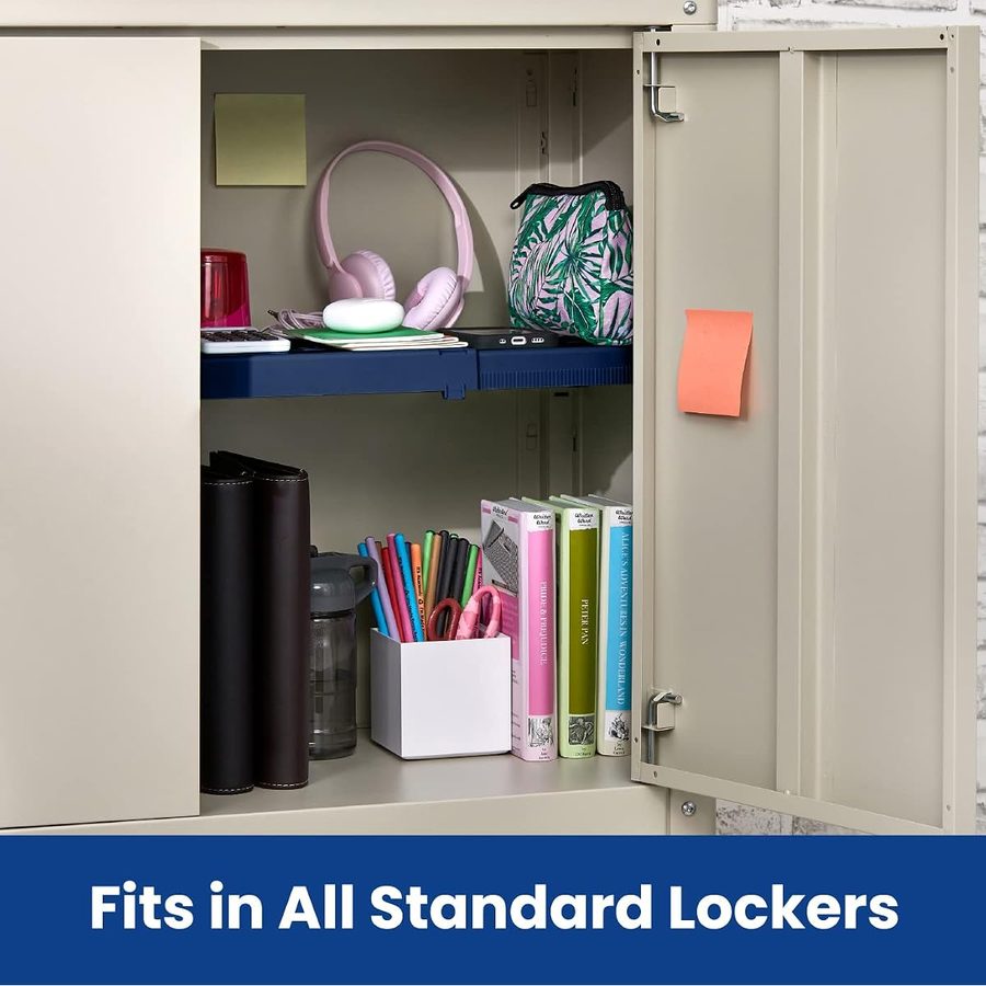 LockerMate Adjust-A-Shelf Locker Shelf, School Organizer, Blue, angle 5