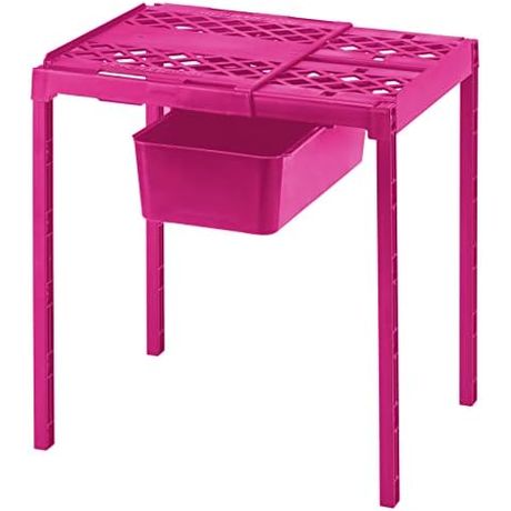 LockerMate Adjust-A-Shelf Locker Shelf with Storage Drawer, Pink