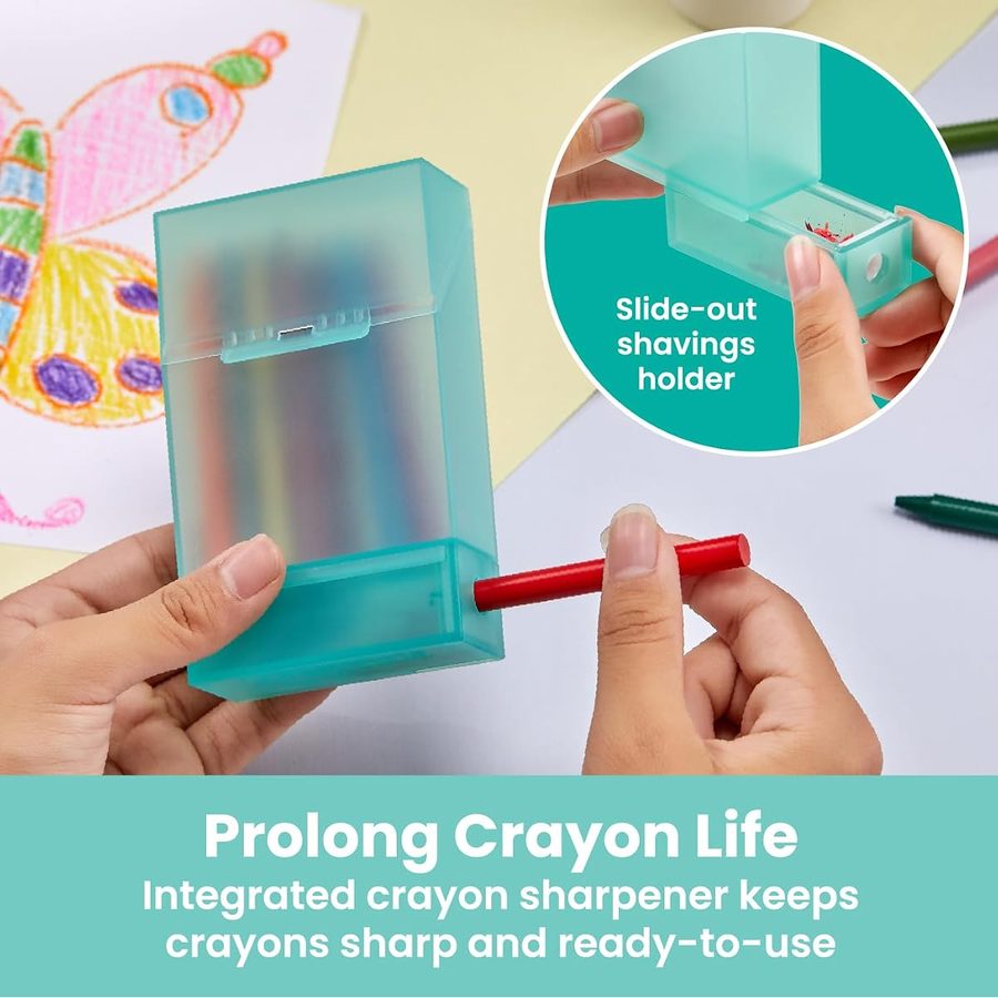 LockerMate Crayon Box with Sharpener, Holds 24 Crayons, Single, angle 4