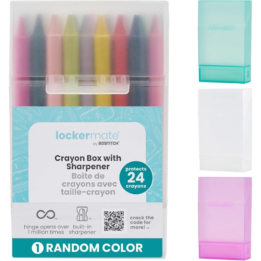 LockerMate by Bostitch Crayon Storage Box, Holds 24, Pack of 6, angle 2