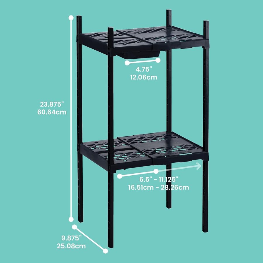 LockerMate Double Locker Shelf, Adjustable Width and Height, Black, angle 2