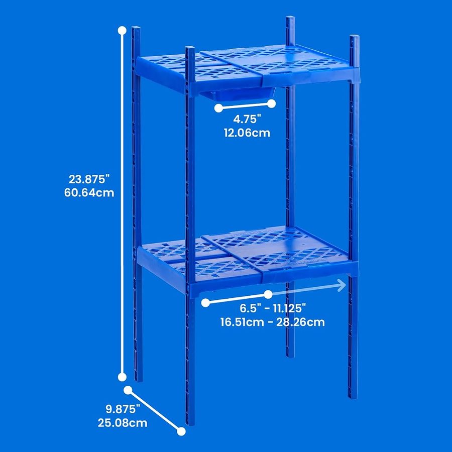 LockerMate Double Locker Shelf, Adjustable Width and Height, Blue, angle 2