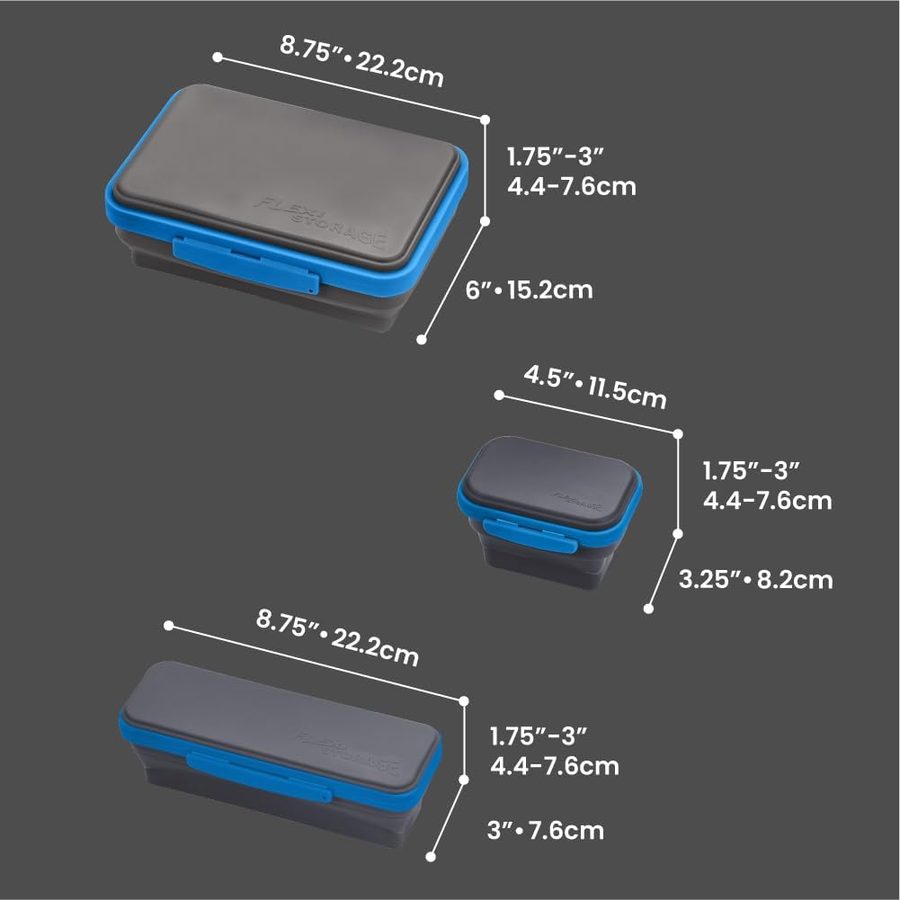 LockerMate by Bostitch Flexi Storage Box 4-Piece Kit, Gray and Blue, angle 5
