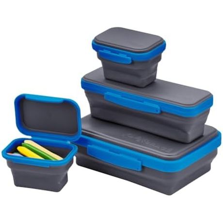 LockerMate by Bostitch Flexi Storage Box 4-Piece Kit, Gray and Blue