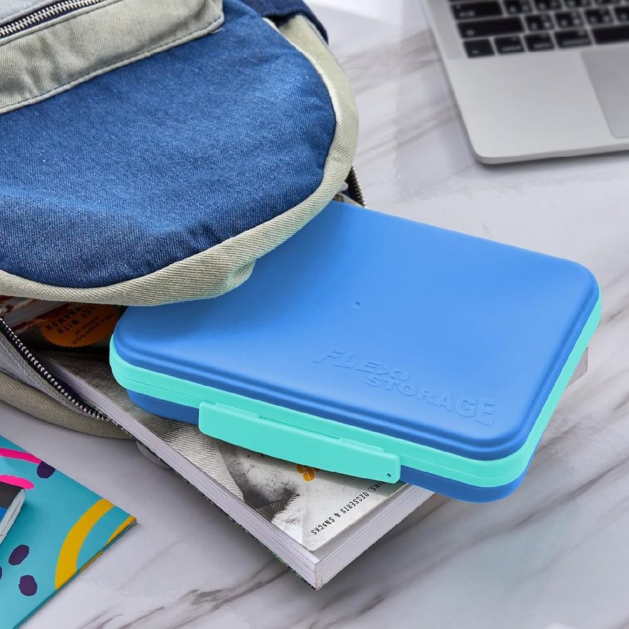 LockerMate by Bostitch Flexi Storage Box with Lid, Blue, angle 5
