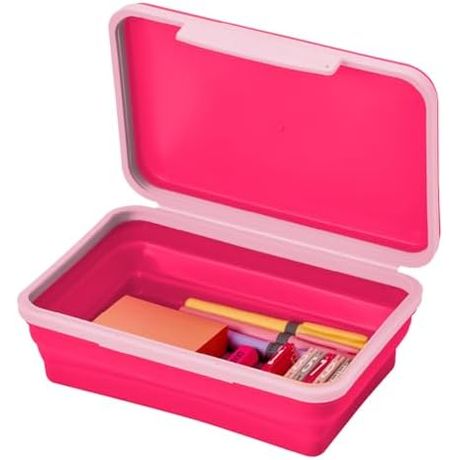 LockerMate by Bostitch Flexi Storage Box with Lid, Pink