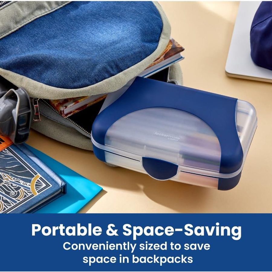 LockerMate by Bostitch Hard Pencil Case, Navy and Clear, angle 4