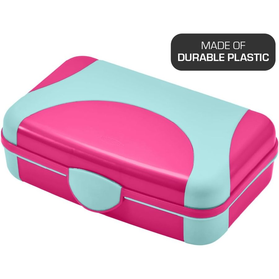 LockerMate by Bostitch Hard Pencil Case, Pink and Blue, angle 2
