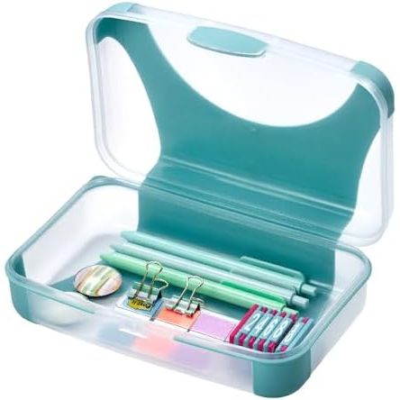 LockerMate by Bostitch Hard Pencil Case, Teal and Clear