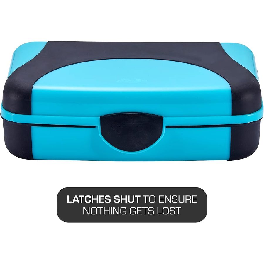 LockerMate by Bostitch Hard Pencil Case, Turquoise Blue and Black, angle 4