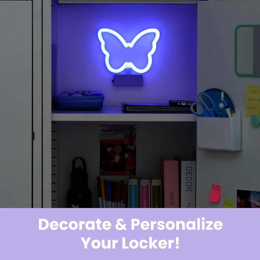LockerMate by Bostitch Magnetic Butterfly Neon LED Light, angle 2