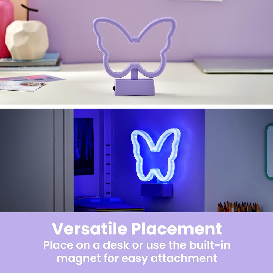 LockerMate by Bostitch Magnetic Butterfly Neon LED Light, angle 3