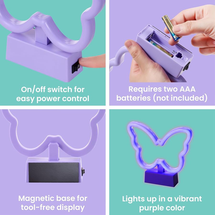 LockerMate by Bostitch Magnetic Butterfly Neon LED Light, angle 4