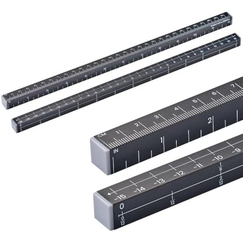 LockerMate MeasureMate Learning Ruler, Four-Sided, Black, 2-Pack