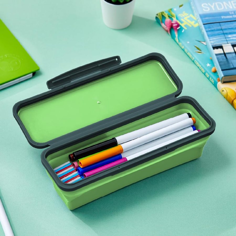 LockerMate by Bostitch Small Collapsible Flexi Pencil Case, Green, angle 2