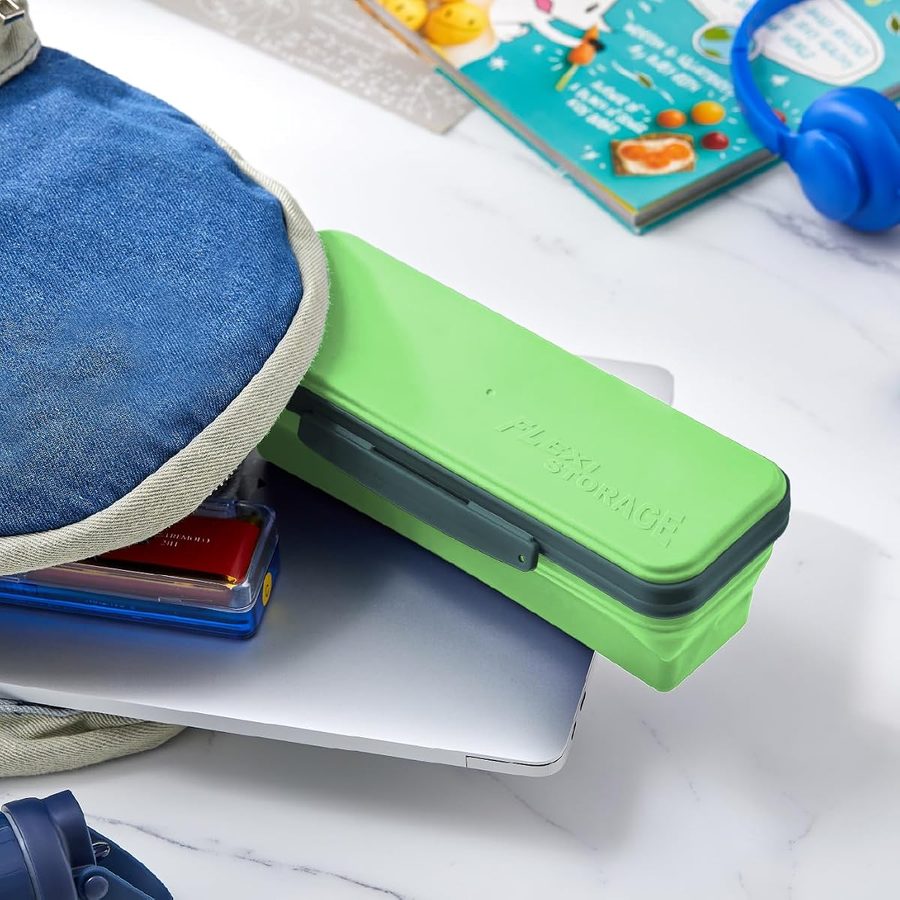 LockerMate by Bostitch Small Collapsible Flexi Pencil Case, Green, angle 5