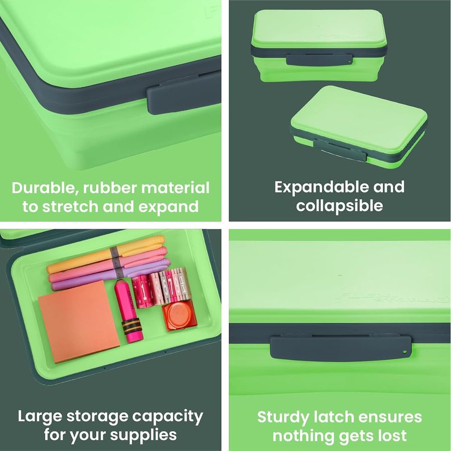 LockerMate by Bostitch Small Flexi Storage Box with Lid, Green, angle 4