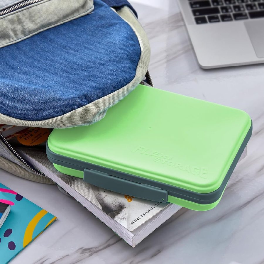 LockerMate by Bostitch Small Flexi Storage Box with Lid, Green, angle 5