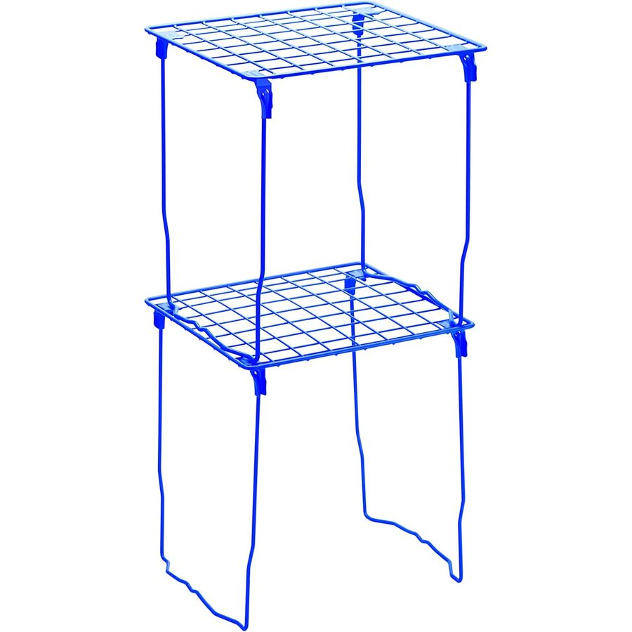 LockerMate Stac-A-Shelf Stackable Locker Shelf, Extra Tall, Blue, angle 5