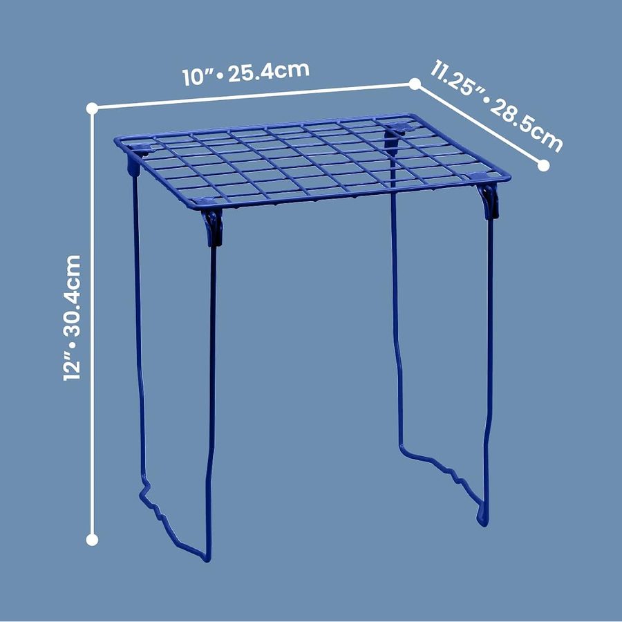 LockerMate Stac-A-Shelf Stackable Locker Shelf, Extra Tall, Navy Blue, angle 3