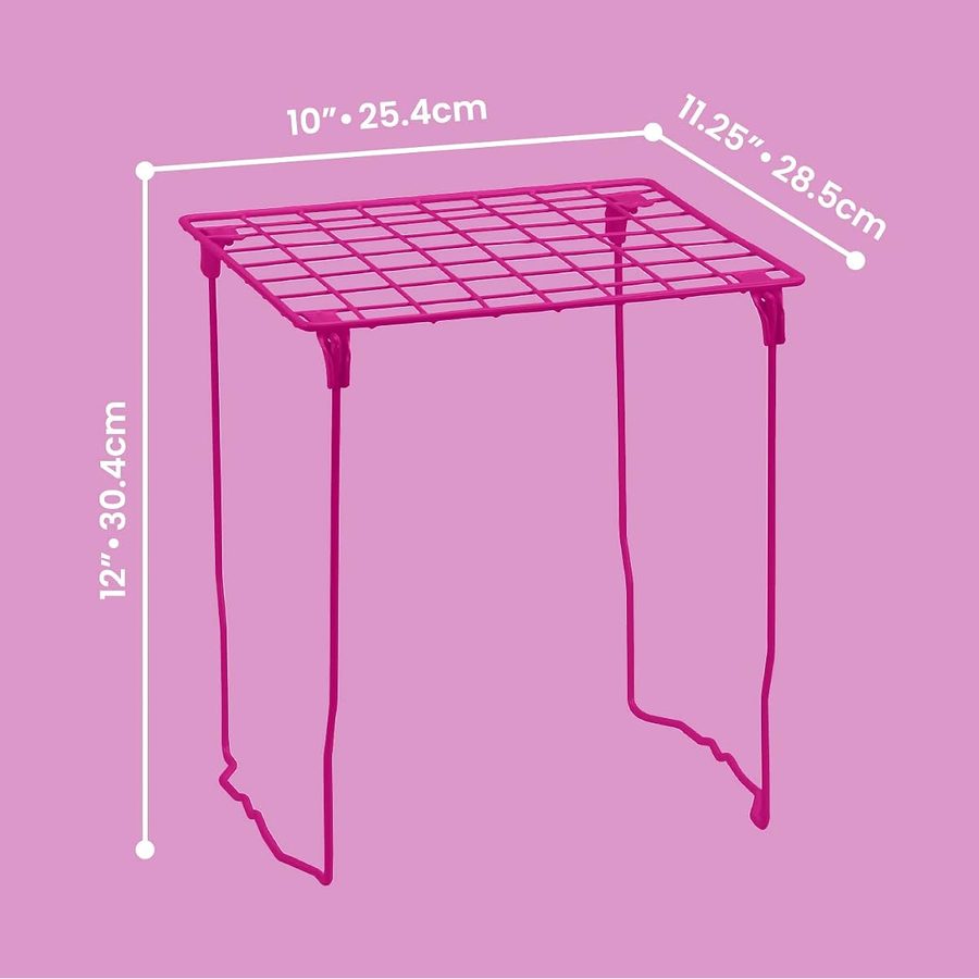 LockerMate Stac-A-Shelf Stackable Locker Shelf, Extra Tall, Pink, angle 3